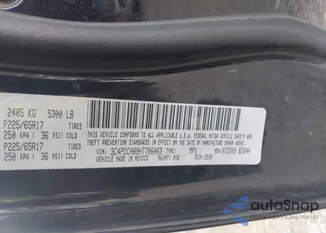 2017 Dodge Journey Se z USA, uszkodzony, nr VIN 3C4PDCAB9HT706063